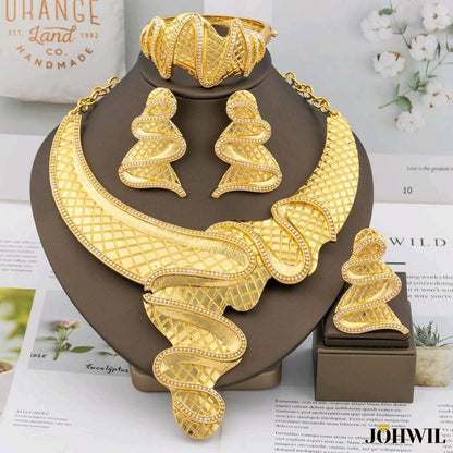 Woman Jewelry Set Fashion Wedding Necklace Earrings Ring