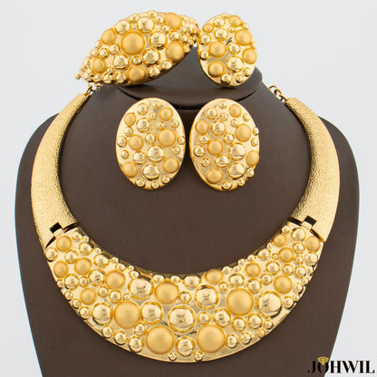 Exaggerate Golden Plated Jewelry Set, Wedding Party