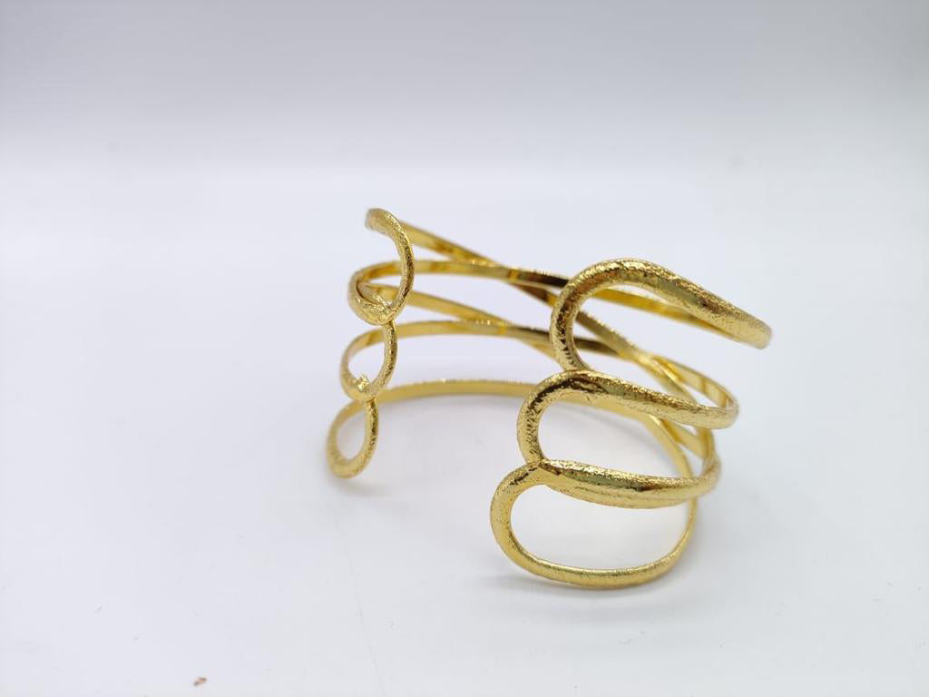 Golden Color Twisted Hollow Bracelet Bangle Hand Jewelry